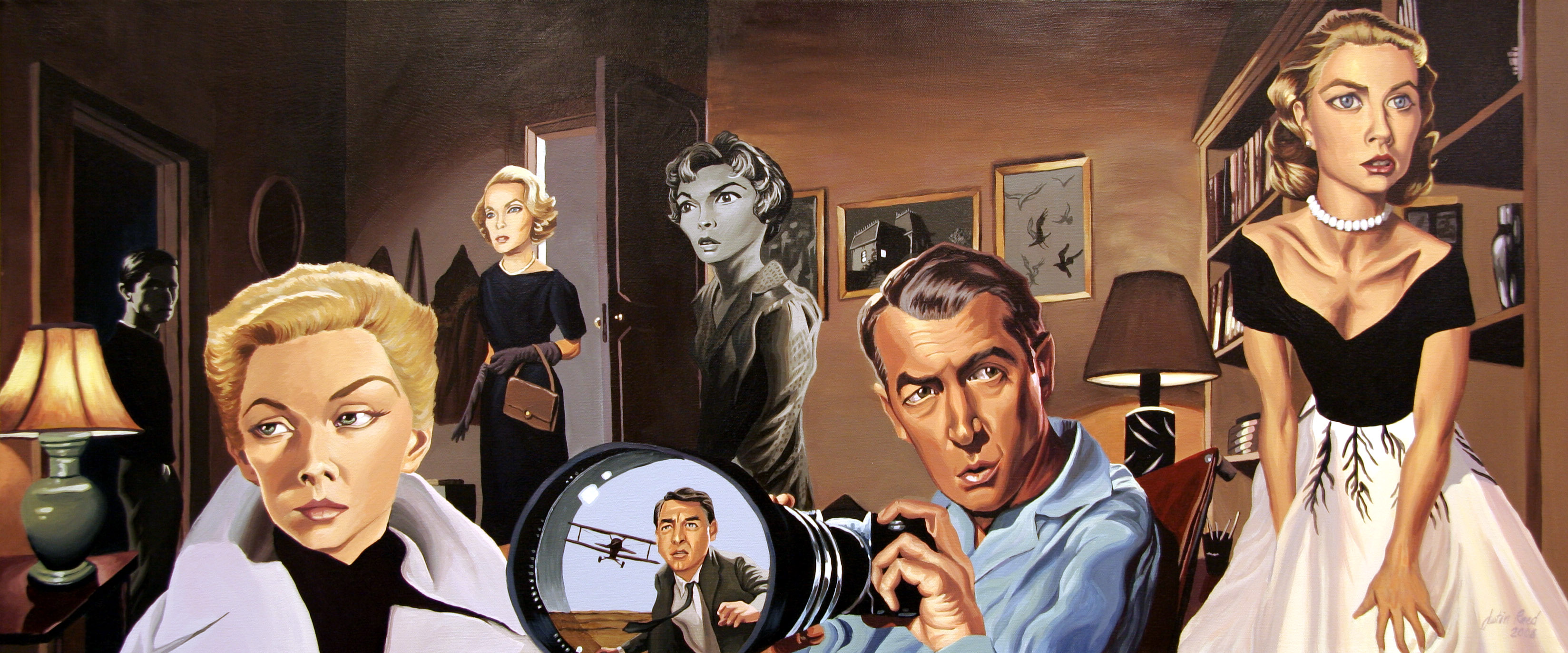 3296x1372 Alfred Hitchcock Films Justin Reed Foundmyself - Alfred Hitchcock Painting