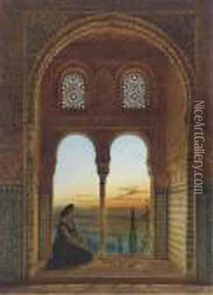 435x600 The Alhambra, Granada, At Dusk Oil Painting Reproduction By Henry - Alhambra Painting