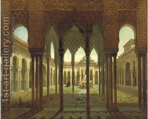 512x413 The Alhambra Palace, Grenada 2 Spanish School Reproduction 1st - Alhambra Painting