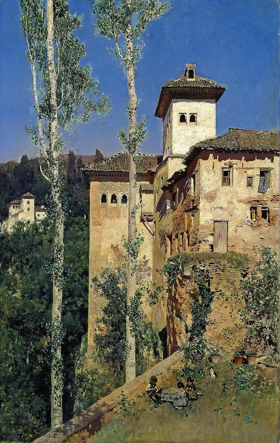 568x900 The Ladies Tower At The Alhambra. Granada Painting By Martin Rico - Alhambra Painting