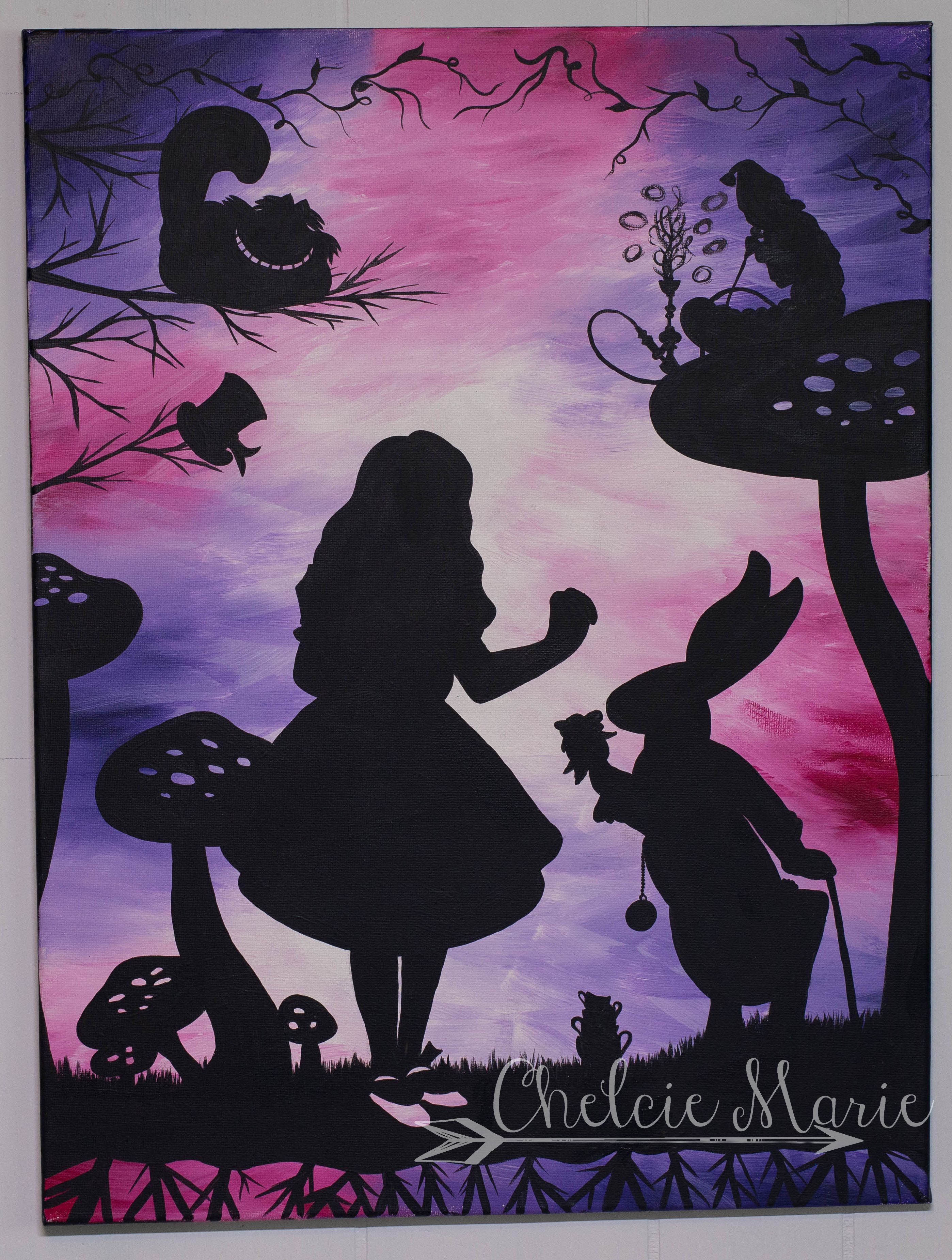 2796x3699 Alice In Wonderland Art For Sale Original Hand Painted Acrylic - Alice And Wonderland Painting
