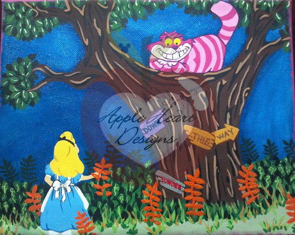 600x479 Alice In Wonderland Inspired Canvas Painting. By Myapples - Alice And Wonderland Painting