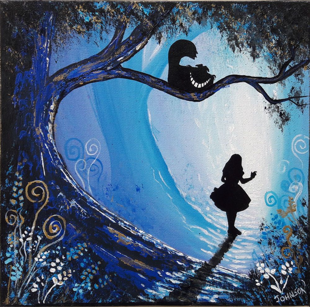 1000x990 Ooak Original Rare Art Painted Alice In Wonderland Fantasy - Alice And Wonderland Painting