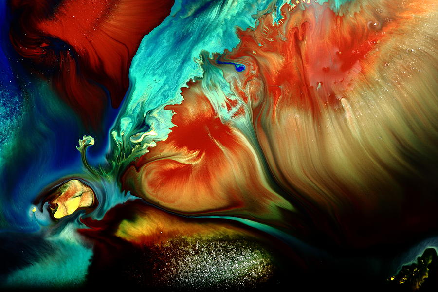 900x600 Alice In Wonderland Blue Red Abstract Art By Kredart Painting By - Alice And Wonderland Painting