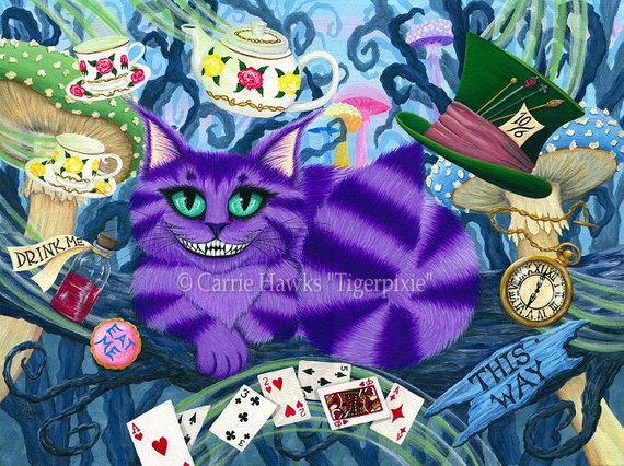 570x426 Cheshire Cat Art Cat Painting Alice In Wonderland Fairy Tale - Alice In Wonderland Cat Painting