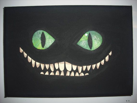 570x428 Alice Wonderland Cheshire Cat Mini Painting With Glow - Alice In Wonderland Cat Painting