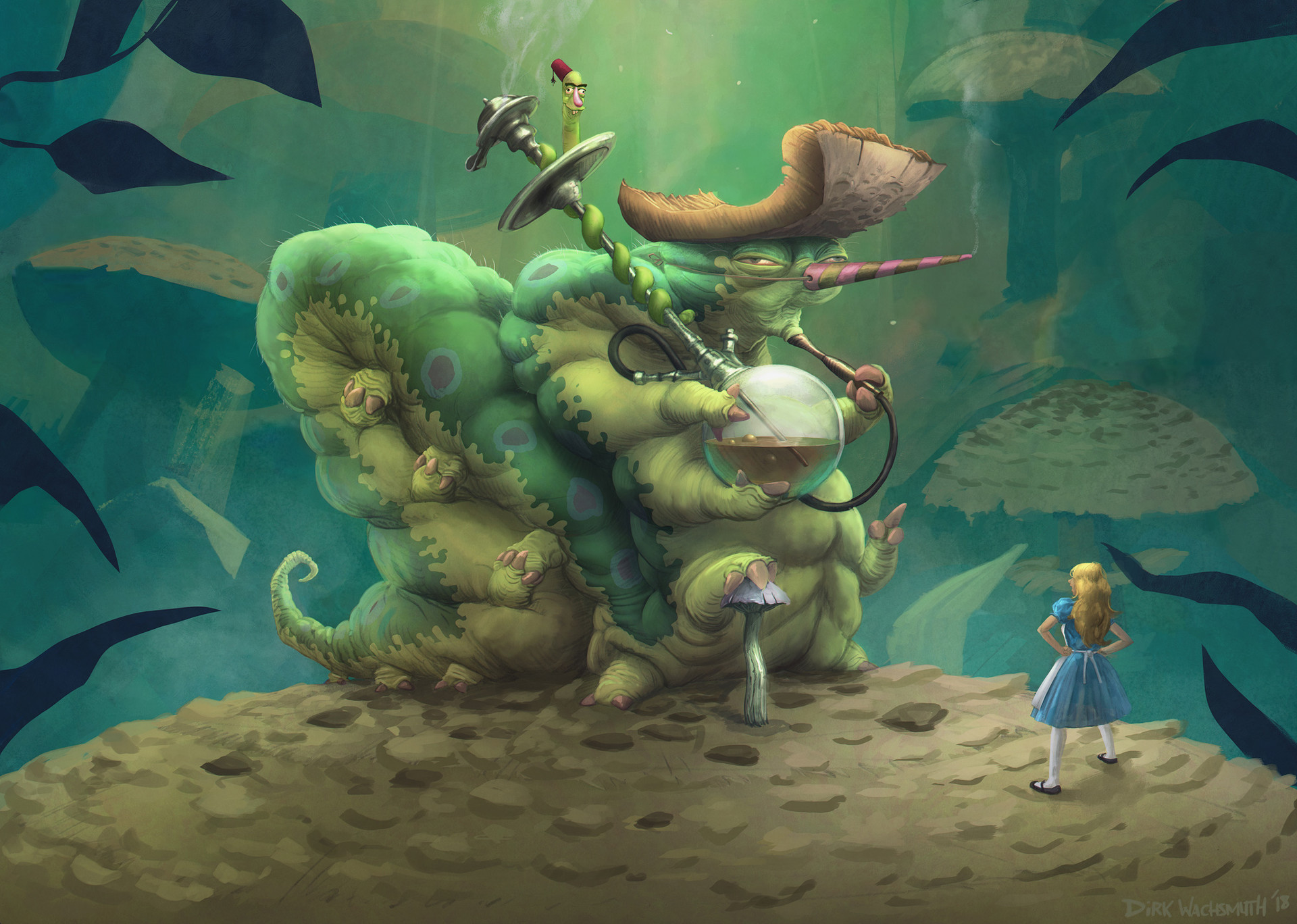 1920x1368 Dirk Wachsmuth - Alice In Wonderland Caterpillar Painting