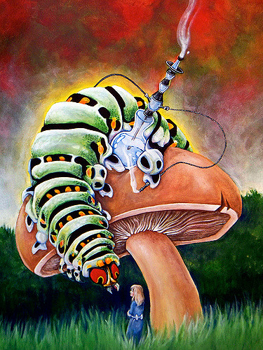 375x500 Smoking Caterpillar From Alice In Wonderland This Is - Alice In Wonderland Caterpillar Painting