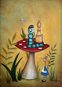 214x300 Alice In Wonderland Art Alice And The Caterpillar Painting By - Alice In Wonderland Caterpillar Painting