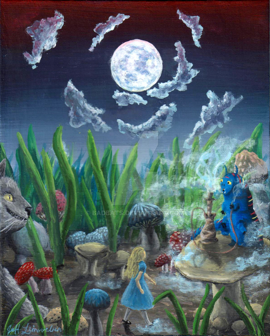 900x1122 Alice Meets The Caterpillar By Badbats - Alice In Wonderland Caterpillar Painting