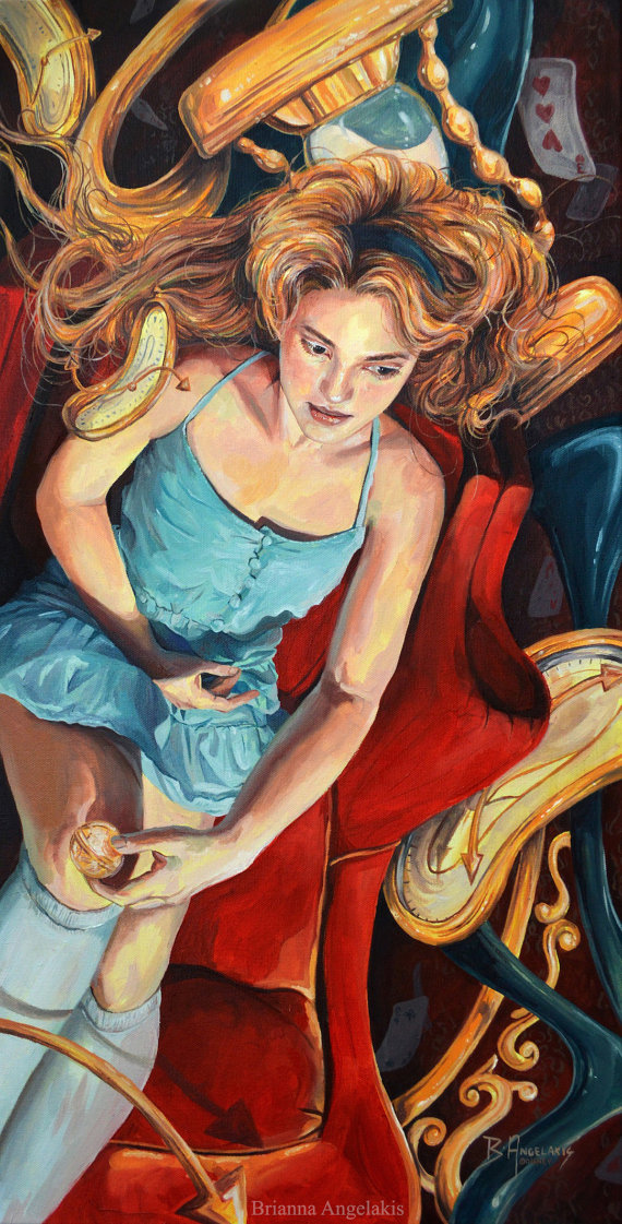 570x1121 Alice In Wonderland Oil Painting Original Pop Surrealism - Alice In Wonderland Oil Painting