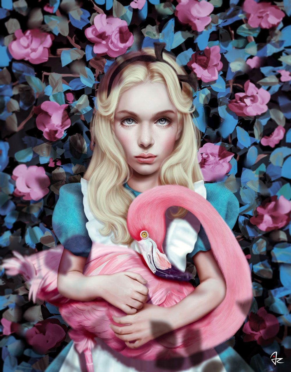 1000x1278 Alice In Wonderland Digital Painting By Giulio Rossi On Behance - Alice In Wonderland Painting
