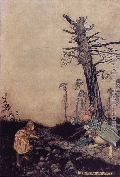 391x576 Arthur Rackham Alice In Wonderland Down The Rabbit Hole Painting - Alice In Wonderland Painting