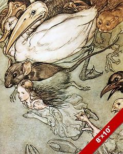 240x300 Animals Swimming With Alice In Wonderland Lewis Carrol Canvas - Alice In Wonderland Painting