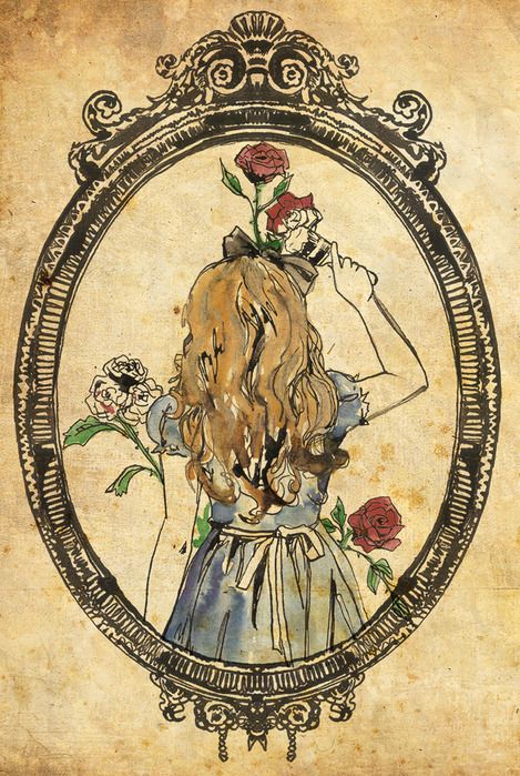 469x699 Aliceinwonderland Sketch Of Alice Painting Red Roses White - Alice Painting