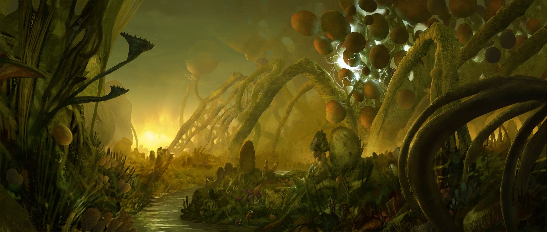 1920x817 Artstation - Alien Landscape Painting