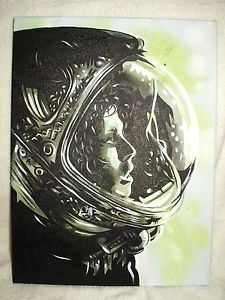 225x300 Canvas Painting Alien Movie Ripley In Helmet Speckled Art 16x12 - Alien Painting