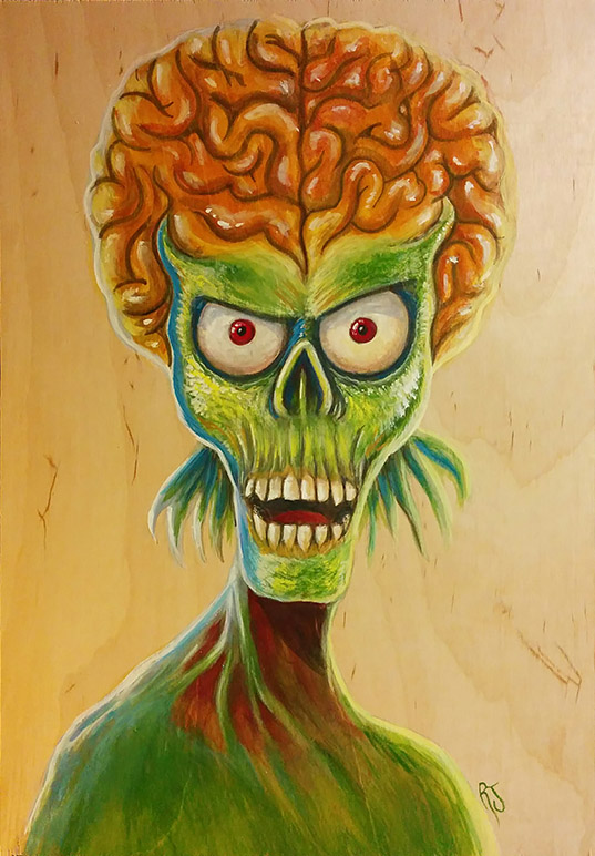 537x772 Mars Attacks Alien Painting The Art Of Robert Jimenez - Alien Painting