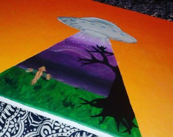 340x270 Ufo Painting Etsy - Alien Spaceship Painting
