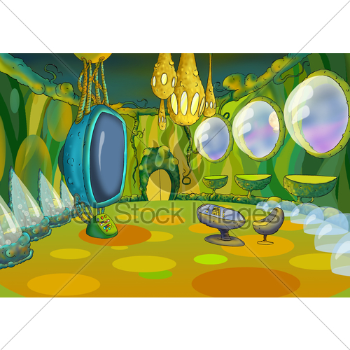 500x500 Alien Spaceship Cartoon Interior Gl Stock Images - Alien Spaceship Painting