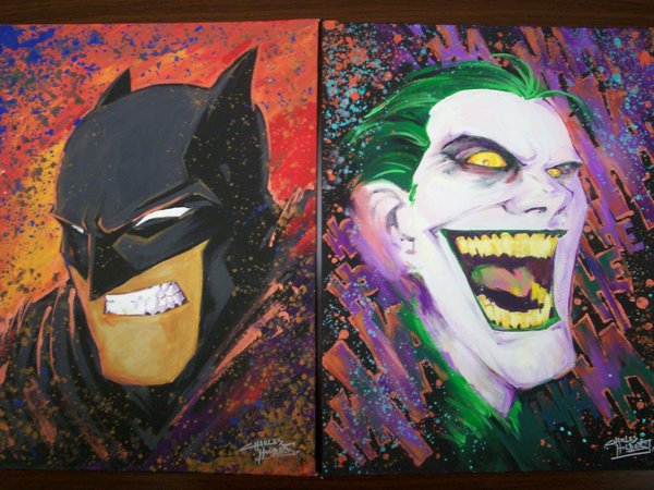 600x450 Batman And Joker Paintings By Kidnotorious - All Jokers Painting