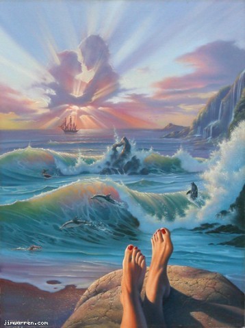 358x480 Artist Jim Warren Fine Art - All Pets Go To Heaven Painting