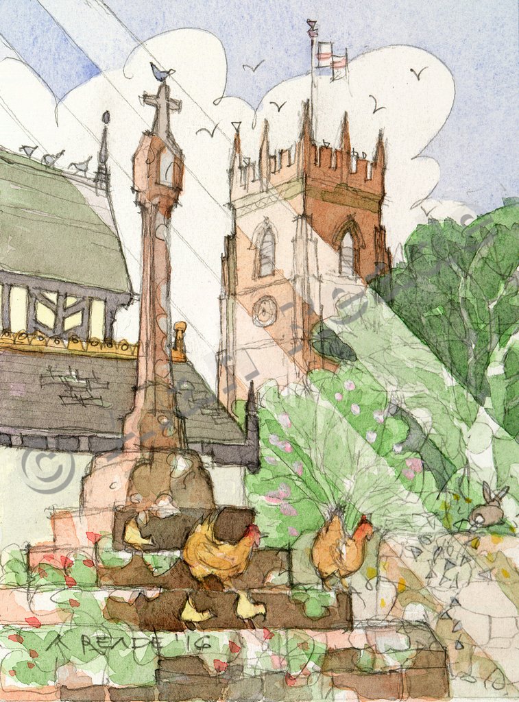 757x1024 All Saints Claverley (2) Smith York Fine Art - All Saints Painting