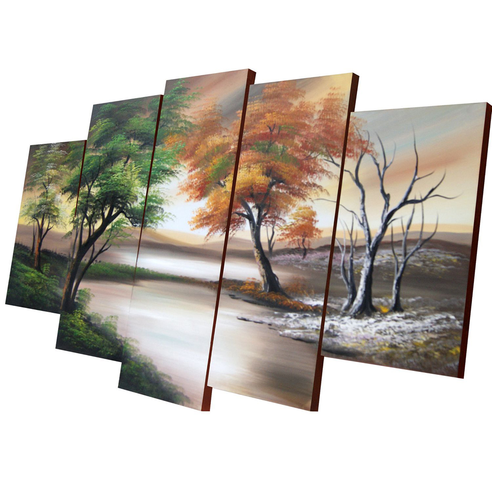 1000x1000 Forest Art Painting Trees In All Seasons 1073 60 X 32in - All Seasons Painting