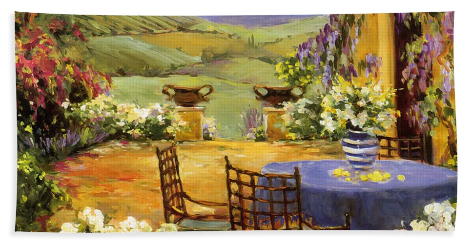 967x500 Countryside Terrace Beach Sheet For Sale By Allayn Stevens - Allayn Stevens Painting