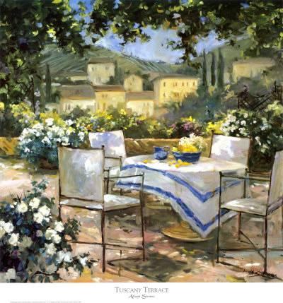 400x429 Tuscany Terrace Art Print By Allayn Stevens - Allayn Stevens Painting