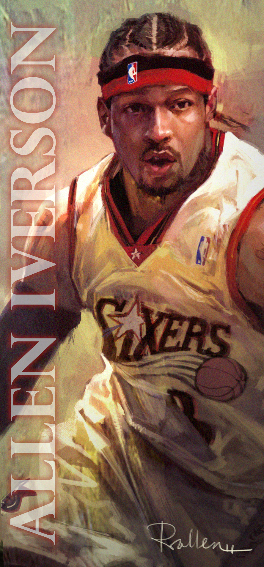888x1908 Allen Iverson By Kowerallen - Allen Iverson Painting