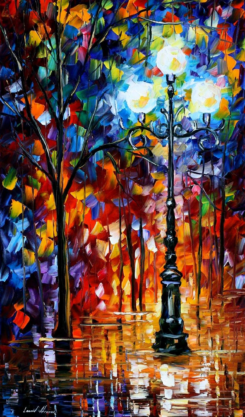 850x1448 Light In The Alley Palette Knife Oil Painting On Canvas By Leonid - Alley Painting