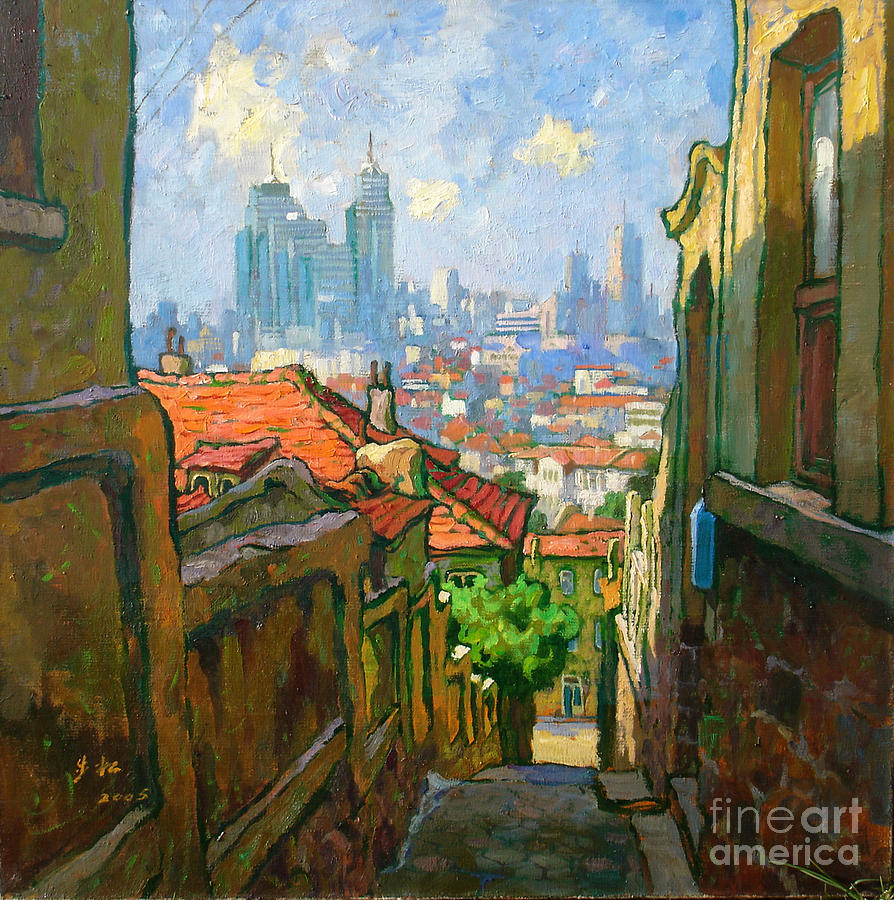 894x900 The Narrow Alley Painting By Xichang Sun - Alley Painting