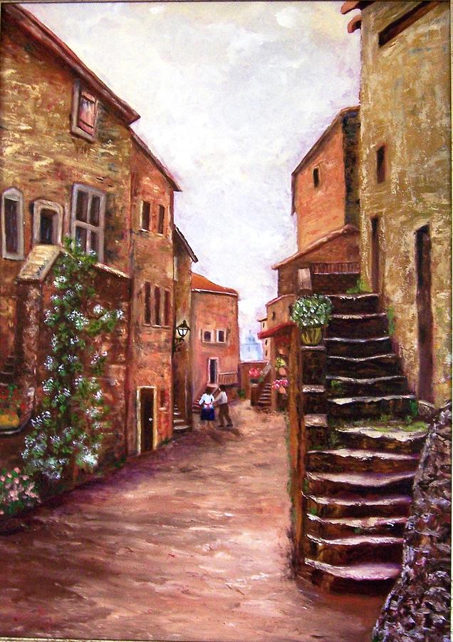 636x900 Up The Alley Painting By Renate Voigt - Alley Painting