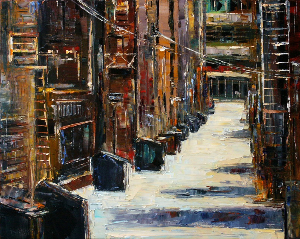 1000x799 Urban Alley City Street Art Urban Painting Art By Debra Hurd By - Alley Painting