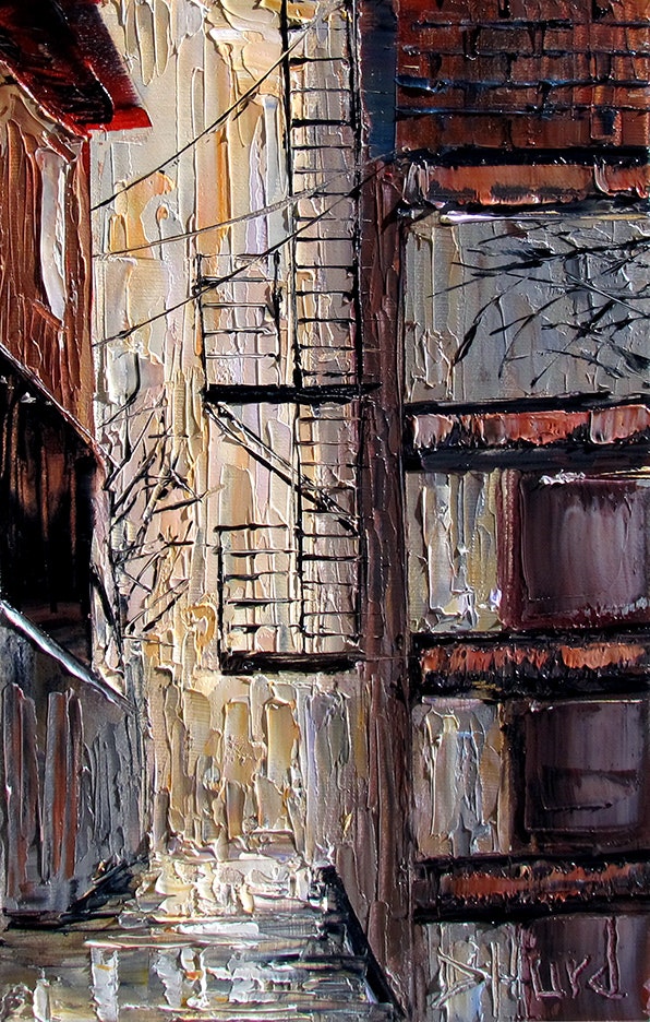 596x936 Cityscape Street Scene Painting Alley Paintings Texture Art By - Alley Painting
