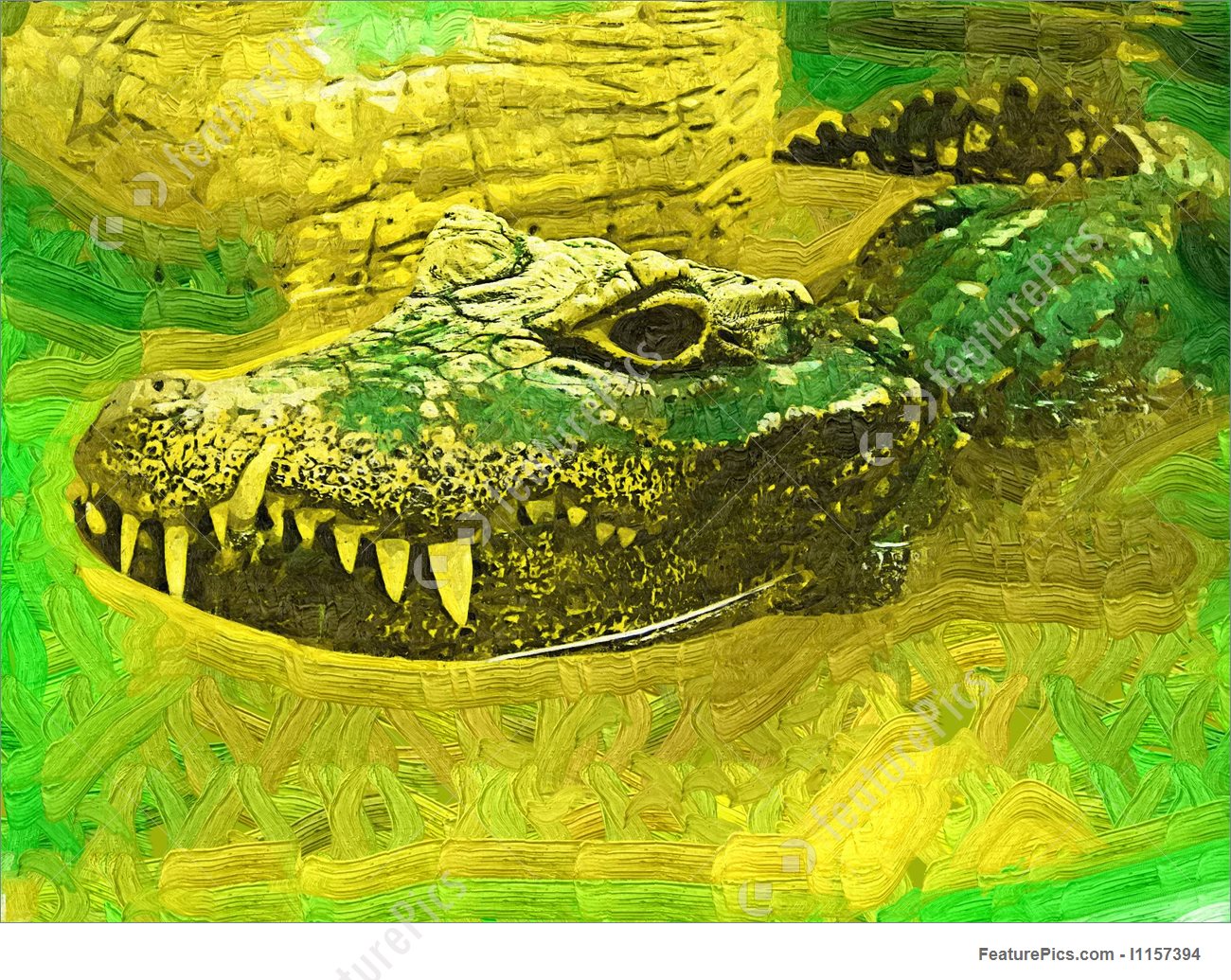 1300x1035 Crocodile Painting Illustration - Alligator Painting