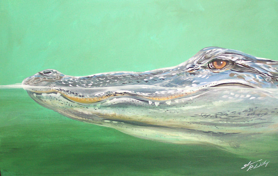 900x572 Gator Painting By Shannon Wiley - Alligator Painting