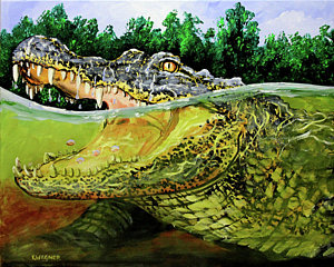 300x240 Mississippi Alligator Paintings Fine Art America - Alligator Painting
