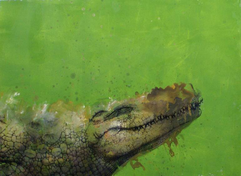 770x562 Saatchi Art Crocodile Painting By Rico Jaime - Alligator Painting
