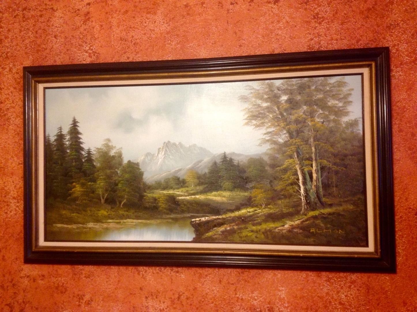 1446x1080 Vintage Original Landscape Oil Painting By Almon - Almon Painting