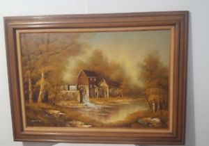 300x210 Oil Painting On Canvas Signed Almon Handpainted Solid Wood Frame - Almon Painting