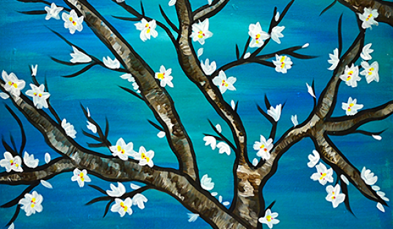 571x333 Byob Painting Almond Blossoms - Almond Blossom Painting