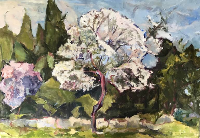 770x531 Saatchi Art Almond Tree Painting By Zavi Apfelbaum - Almond Tree Painting