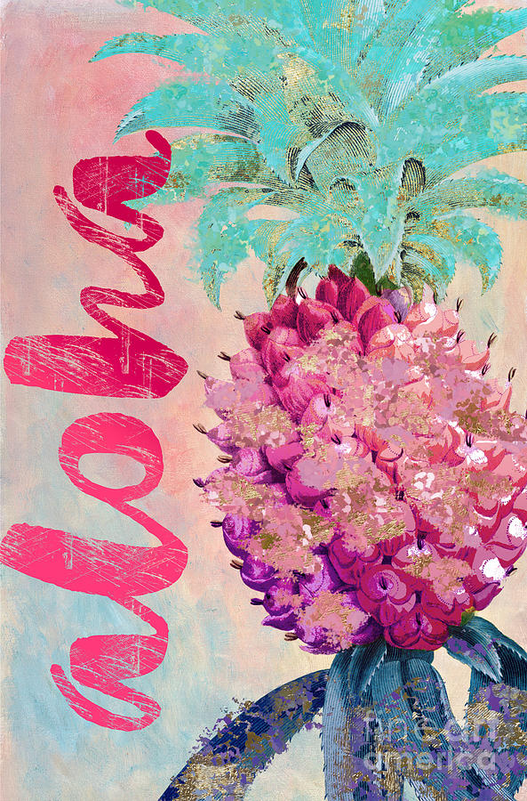 593x900 Aloha Pineapple Painting By Mindy Sommers - Aloha Painting