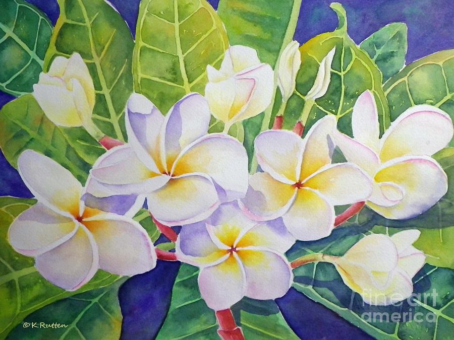 900x675 Aloha Plumeria Painting By Kathleen Rutten - Aloha Painting