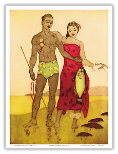 230x300 Fisherman Lawaia Hawaiian Native Aloha Painting Vintage Art Poster - Aloha Painting