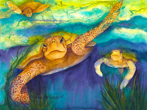 500x376 Honu (Turtles) And Friends Art Of Aloha - Aloha Painting