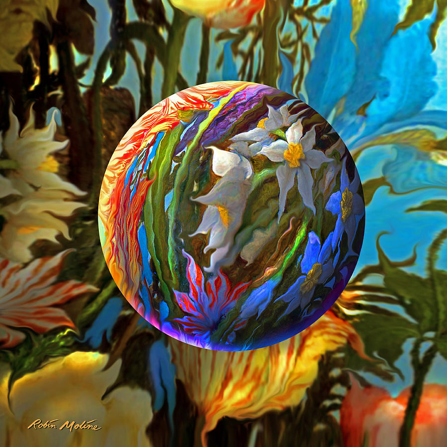 900x900 Orbing Aloha Lei Painting By Robin Moline - Aloha Painting