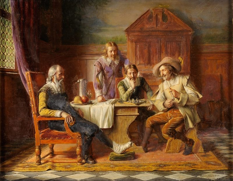 800x621 The Chess Game Painting Alois Binder Oil Paintings - Alois Painting